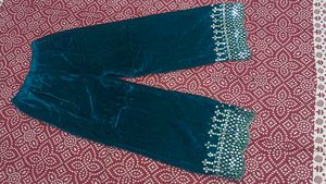 Teal Velvet Mirror Work Suit
