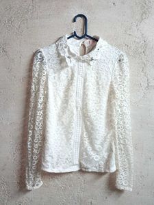 Partywear Lace Top Blouse Layered White