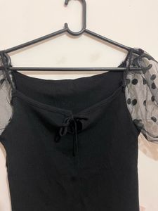 Black Polka Dot Sleeve Top