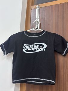 Black "Active Vacation" Graphic Tee