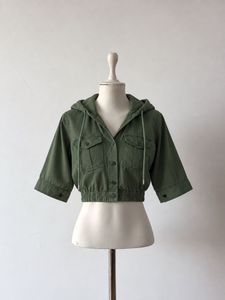 Green Cropped Hooded Jacket