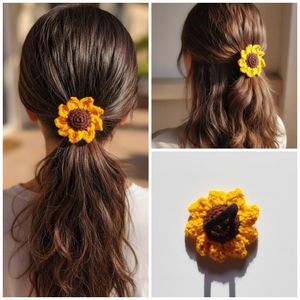 Crocheted Sunflower Hair Tie