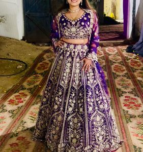 Stunning Purple Embroidered Lehenga Choli