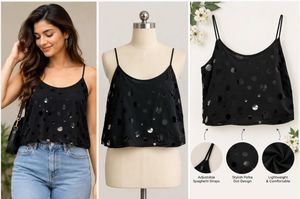 Chic Black Polka Dot Cami Top