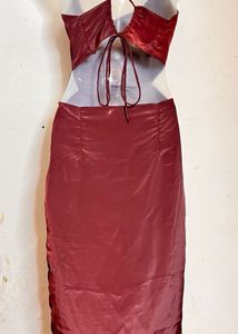 Elegant Maroon Backless Dress.