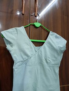 Light Blue V-Neck Wrap Top