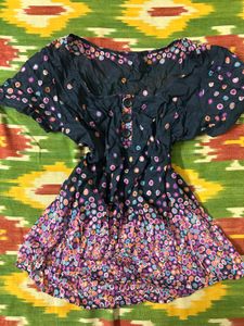 ✮⋆˙Black Abstract Babydoll top