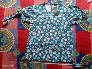 Chic Blue Floral Print Puff Sleeve Top