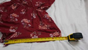 American Eagle Maroon Floral Ruffle Playsuit