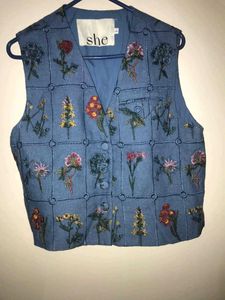 Embroidered Floral Blue Blouse