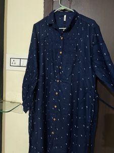 Elegant Navy Blue Printed Kurta