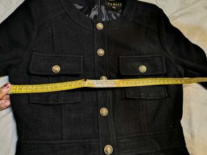 Chic Black Tweed Dress with Gold Buttons