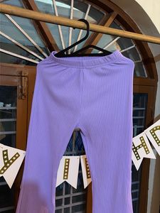 Lavender Ribbed Flare Pants