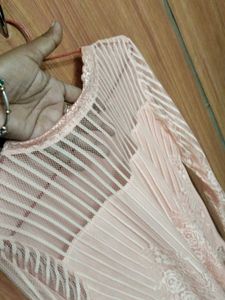 Peach Colour Top Net &amp; Lycra Material Mix