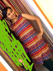 INDIDORI Brand, Multi Coloured Kurti With Beautiful 'chumki' Design On The Neck And Bottom Part.
