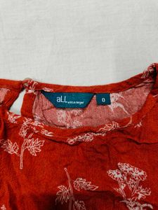 Orange Floral Print Top