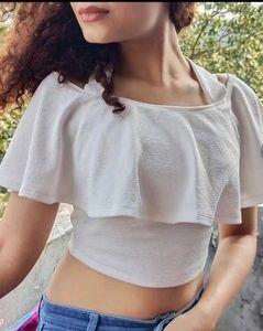 White Off-Shoulder Crop Top