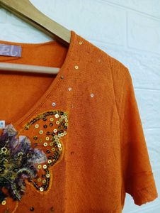 Elegant Orange with Floral Design