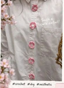 Pink Crochet Flower Buttons Decor