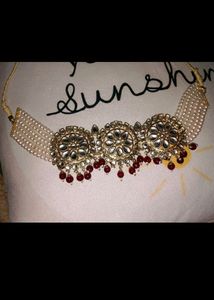 Red Kundan Set With Tika
