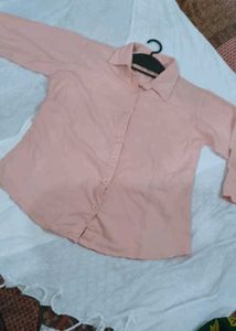 Classic Pink Button-Up Shirt For Women