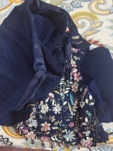 Designer Navy Blue Embroidered Saree