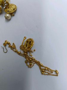 Elegant Gold Toned Nose ring and Earring Set