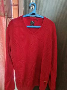 Men's Red V-Neck Sweater