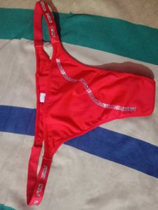 Red Rhinestone Thong combo M size