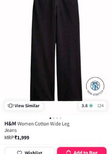 H&amp;M Black Wide Leg Jeans