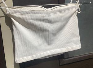 Ribbed White Tube Top