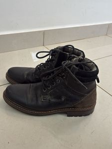 Men's Black Leather Lace-Up Boots