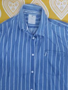 Blackberry Striped Blue Button-Up Shirt