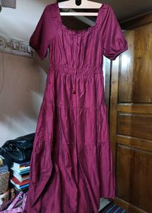 Maroon Tiered Maxi Dress