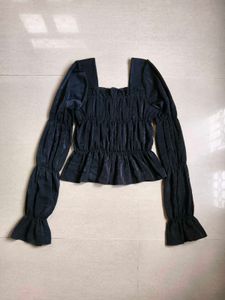 Korean Velvet Peplum Top