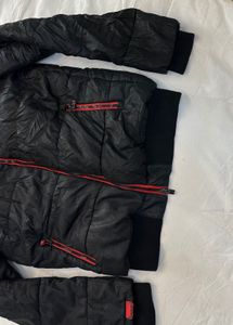 Superdry Padded Hooded Jacket - Black/Red