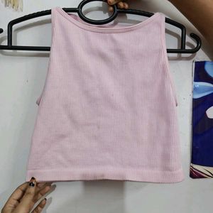 Ribbed Pink Crop Top