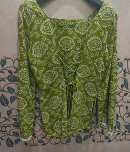 Green Bandhani Print short Kurti