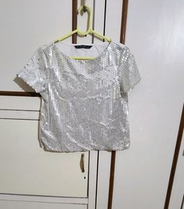 ZARA Sparkle N Shine silver  Top
