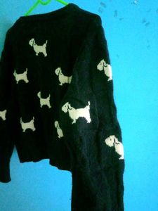 Dog Print Black Sweater