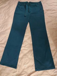 Teal Wide Leg Belted Pants