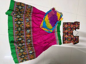 navratri pink kutchi work ghagra choli