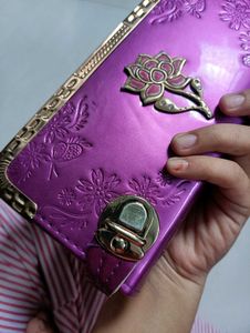 Vibrant Purple Floral Clutch Wallet