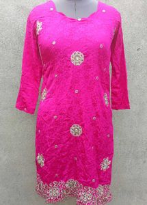 Vibrant Pink Embroidered Kurta Set with Dupatta