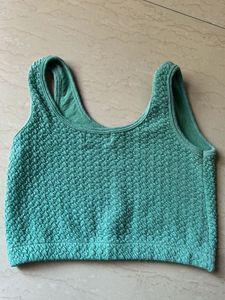 Seafoam Green Textured Crop Top