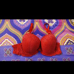 Bridal Red Lace Push-Up padded Bra net
