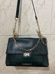 Green Snake Print Crossbody Bag