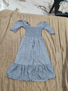 Light Blue Floral Smocked Dress