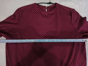 Maroon👗 Textured Midi Dress