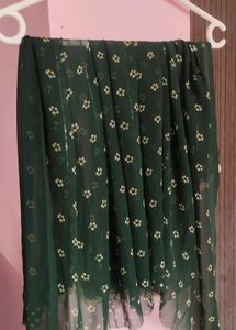 Elegant  Bandhani Sequins Green Blouse Piece